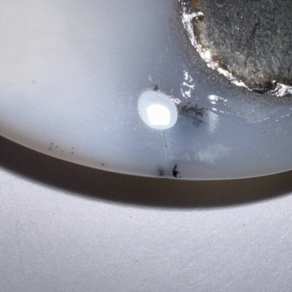 White Dendritic Agate Oval Pendant - Picture 8 of 11